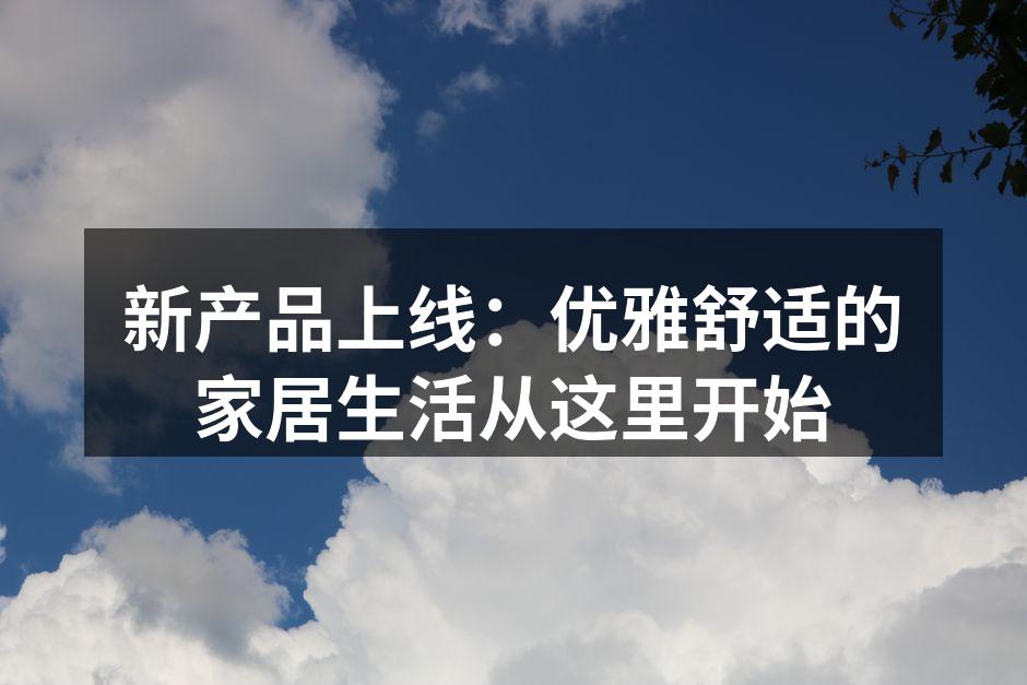 新产品上线：优雅舒适的家居生活从这里开始